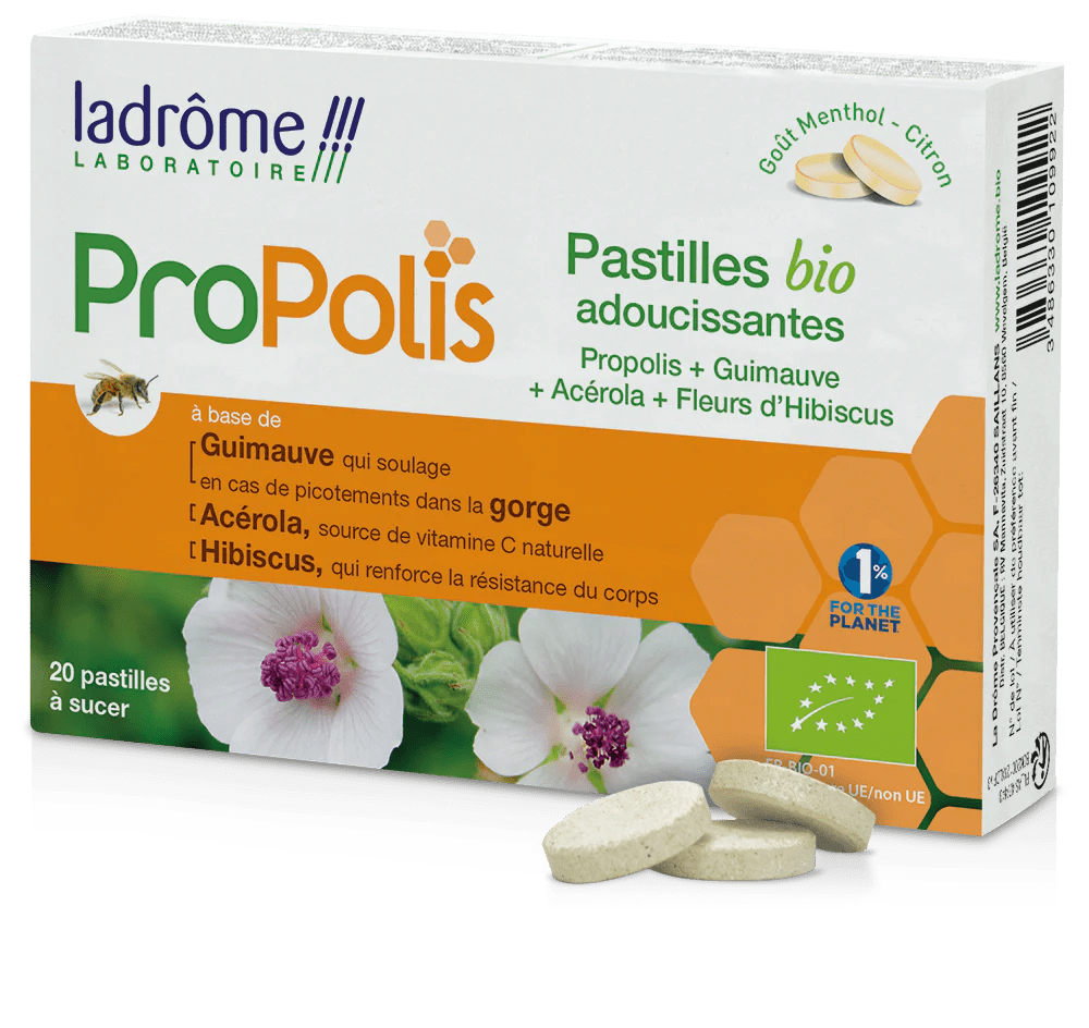 pastilles à la propolis bi, combattre le rhume produits bio et locaux